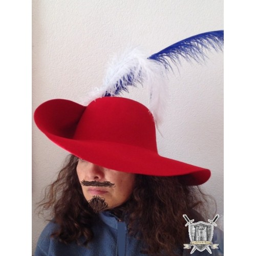 chapeau de mousquetaire avec plume d'autruche