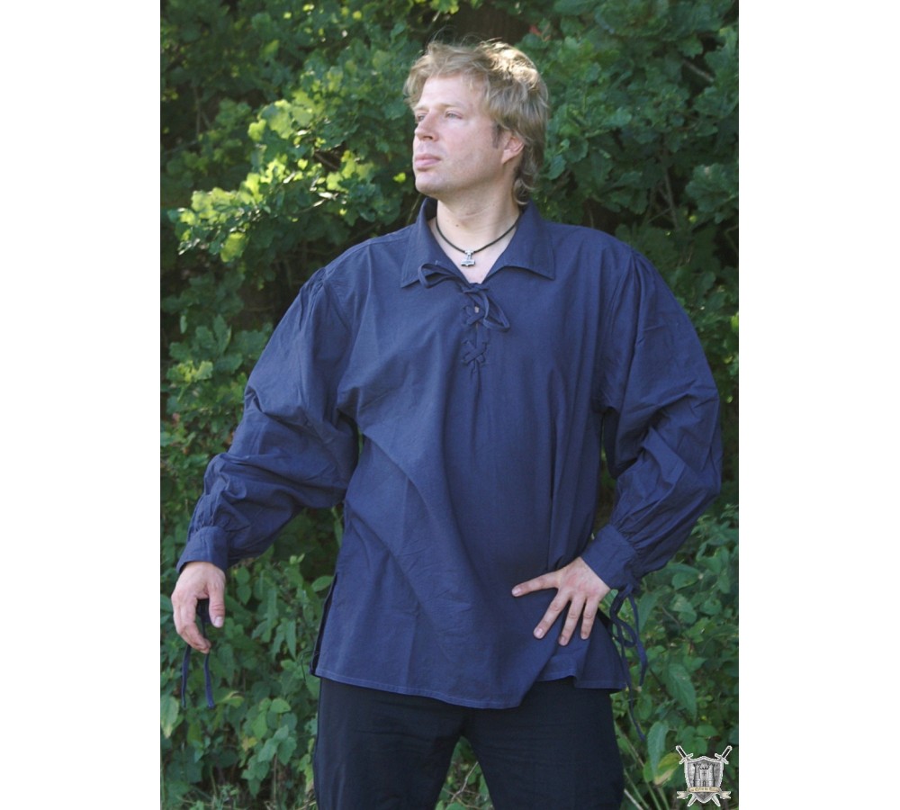 Tunique Médiévale Pour Homme – Costume Manches Longues Bleu Foncé | Déguisement Renaissance, Halloween
