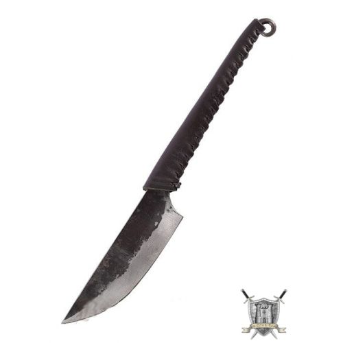 couteau médiéval forgé manche gainé cuir 21 cm