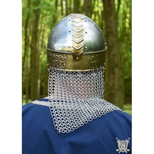 Casque De Chevalier Viking En Acier 18 Ga Avec Accents En Laiton - Taille Adulte, Pour Costumes Médiévaux Et Collection
