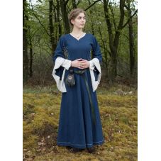 Robe médiévale coton naturel bleu