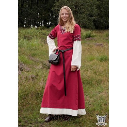 Robe médiévale Alvina coton rouge