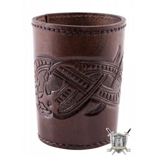 Tasse en cuir gravée motif dragon 9cm