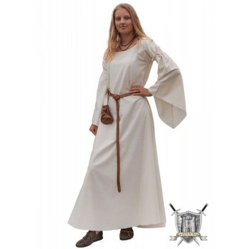 Robe médièvale blanche 100% coton ou noire