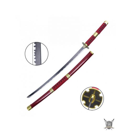 KATANA EN ACIER NON TRANCHANT ROUGE ET OR