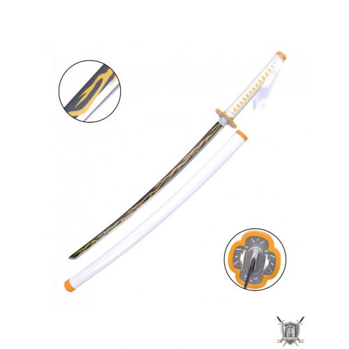 KATANA ACIER NON TRANCHANT BLANC ET ORANGE