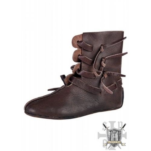 Bottines viking du haut Moyen Âge, marron foncé en cuir épai