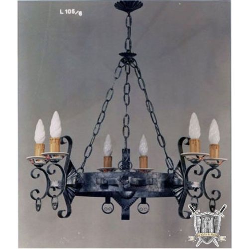 Lustre médiéval fer forgé 6 lumières