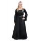 robe médiévale Burglinde avec manches en trompette, noir 100% coton