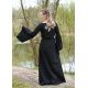 robe médiévale Burglinde avec manches en trompette, noir 100% coton