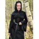 robe médiévale Burglinde avec manches en trompette, noir 100% coton