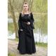 robe médiévale Burglinde avec manches en trompette, noir 100% coton