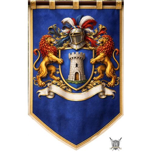 Banni&egrave;re H&eacute;raldique avec votre l&eacute;gende en bandeau