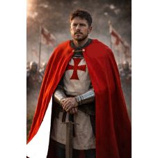 Cape r&eacute;versible rouge et blanche avec sa fibule