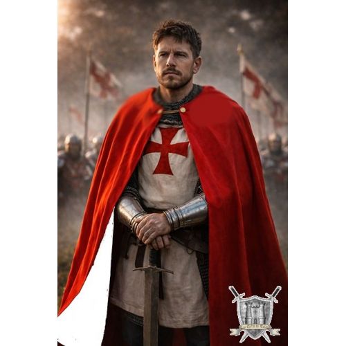 Cape r&eacute;versible rouge et blanche avec sa fibule